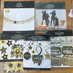 Gold and Black  Birthday Party Decorations Set